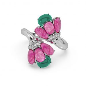 Ruby and Chalcedony Bloom Ring